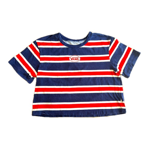 Women’s Vans medium stripped shirt. Red white and blue stripes. American flag. - Picture 1 of 3